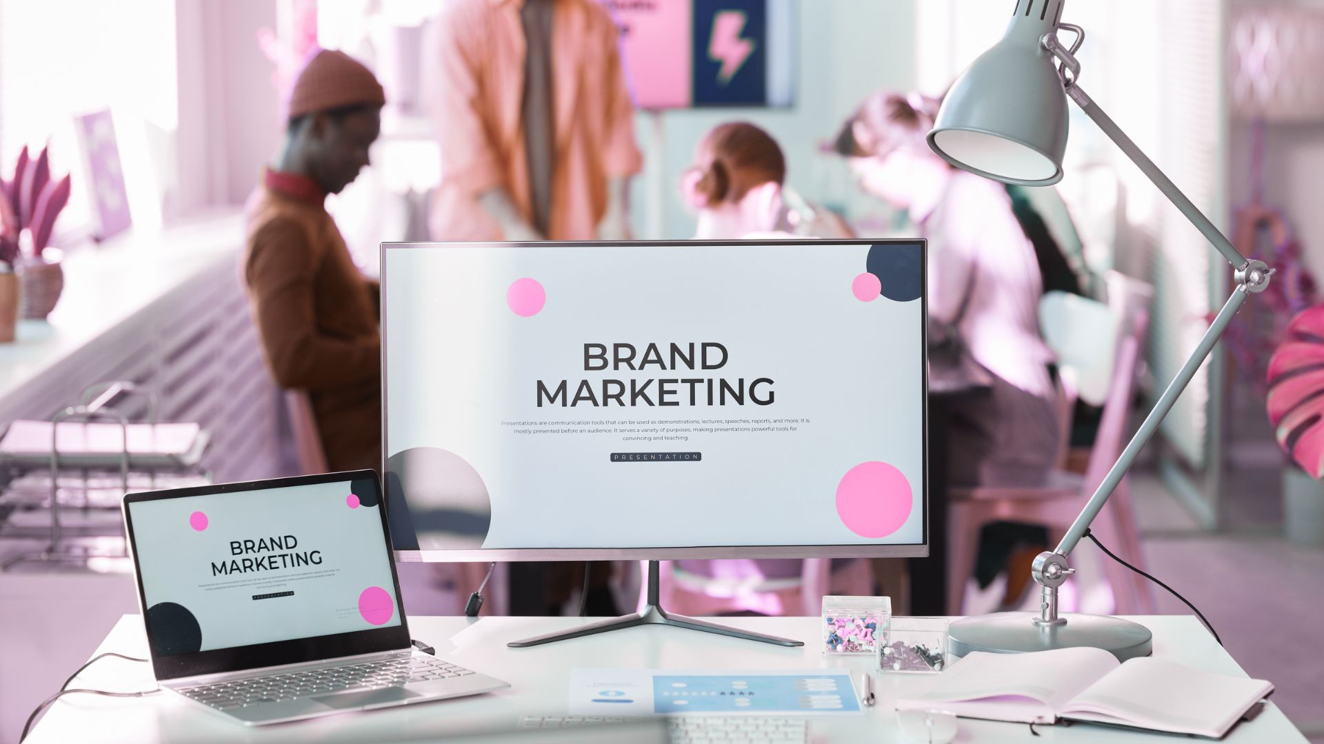 Image of computer screen and tablet showing the same branding, Cocktail Creative, Brand Boosters