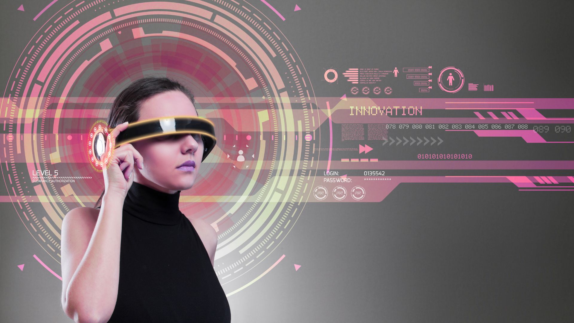 Lady Looking through futuristic glasses, Cocktail Creative, Brand Boosters